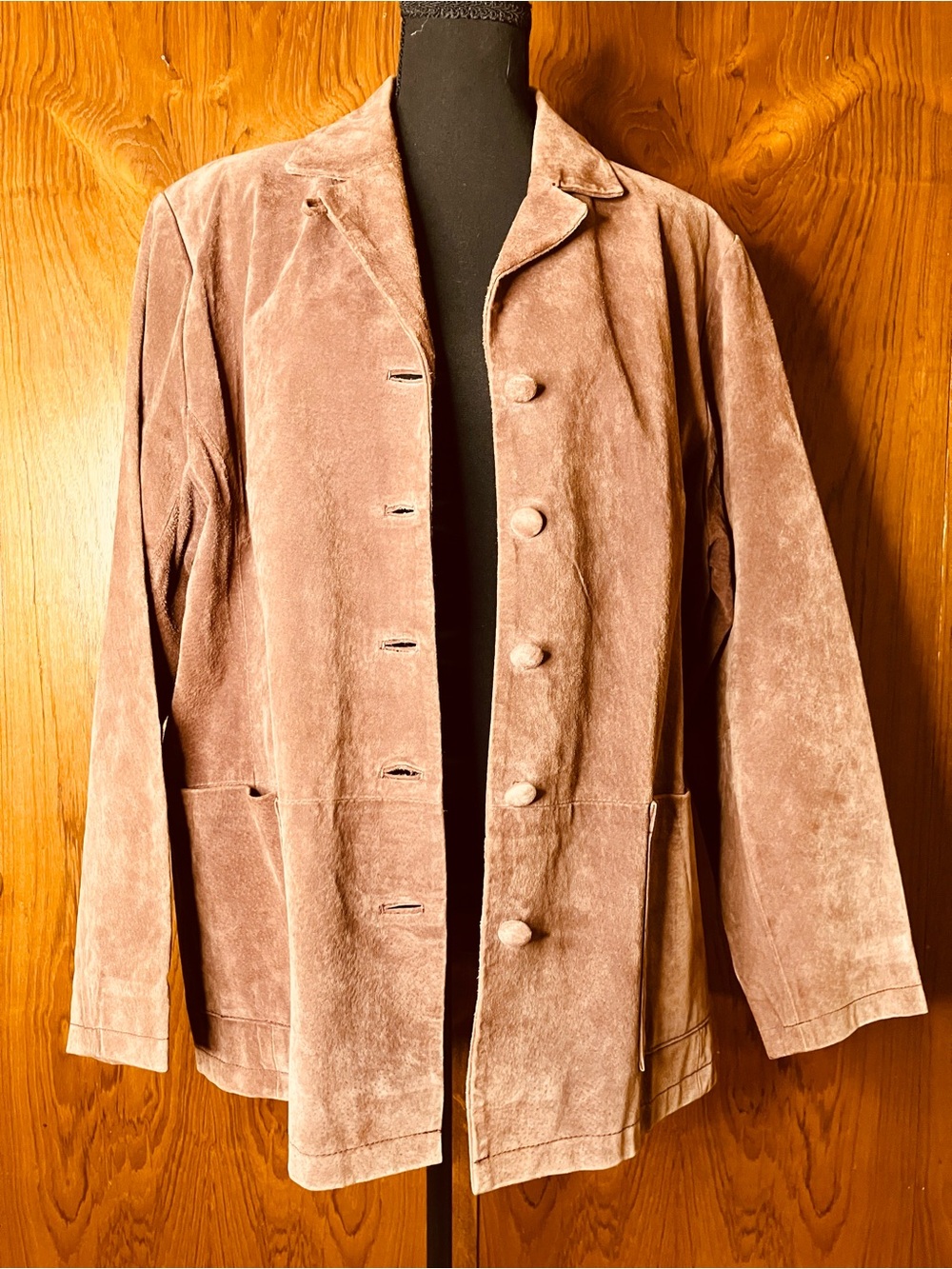 Vintage 90s Stan Herman Studio Mauve-Brown Genuine Suede Leather Jacket